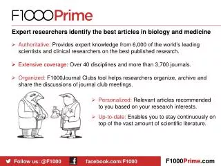 Expert researchers identify the best articles in biology and medicine