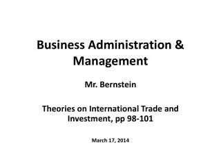 Business Administration &amp; Management