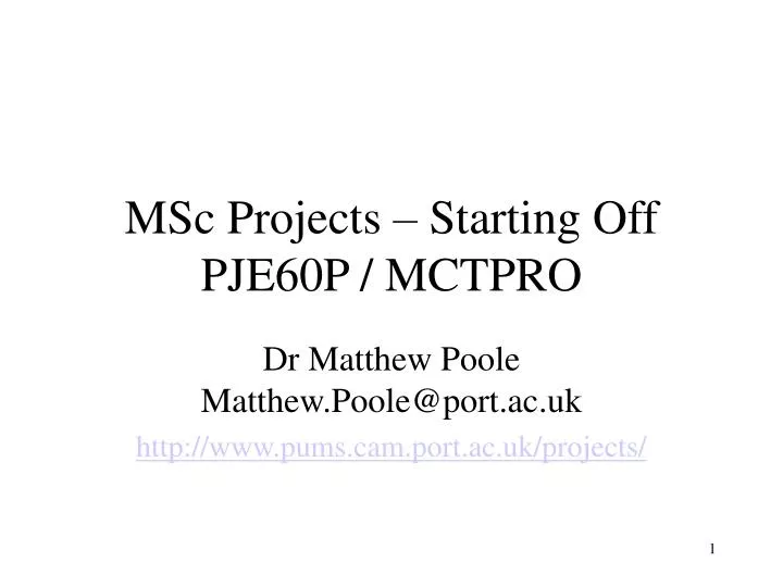 msc projects starting off pje60p mctpro