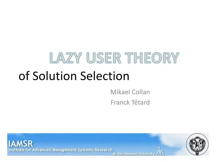 of solution selection