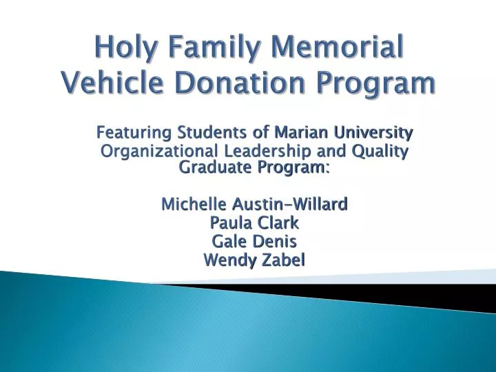 holy family memorial vehicle donation program