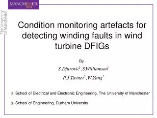 Condition monitoring artefacts for detecting winding faults in wind turbine DFIGs