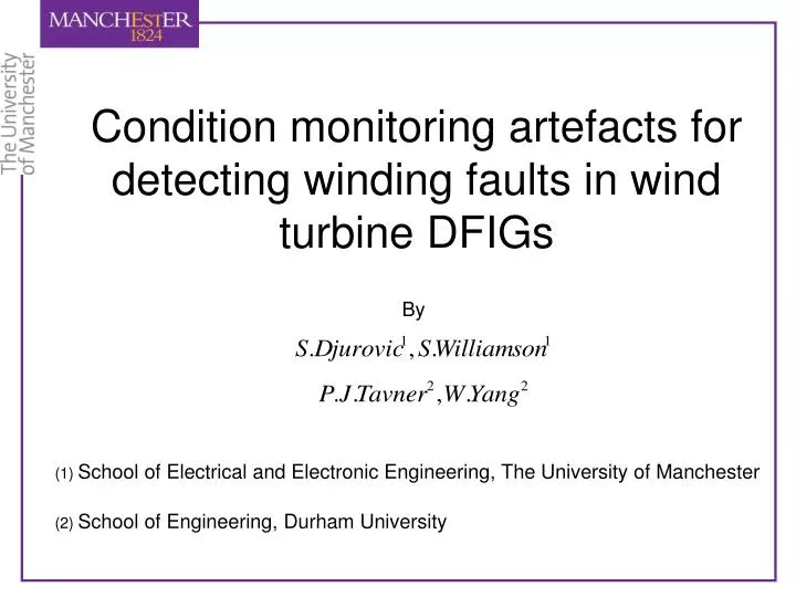 condition monitoring artefacts for detecting winding faults in wind turbine dfigs
