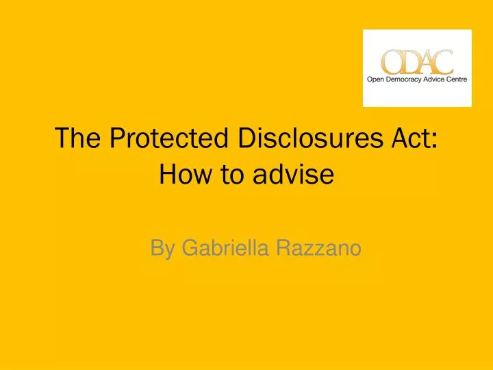 the protected disclosures act how to advise