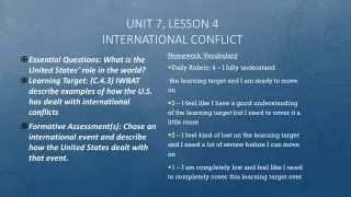 Unit 7, Lesson 4 International Conflict