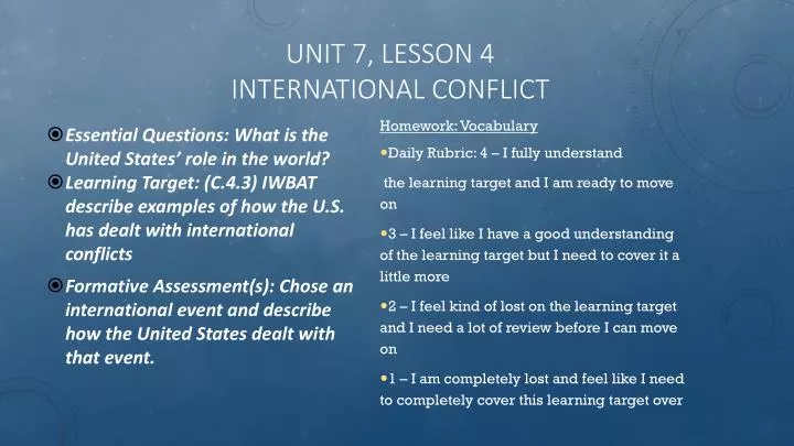 unit 7 lesson 4 international conflict