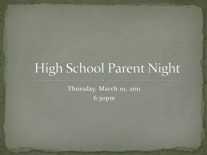 high school parent night