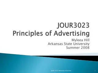 JOUR3023 Principles of Advertising