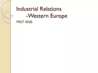 Industrial Relations -Western Europe
