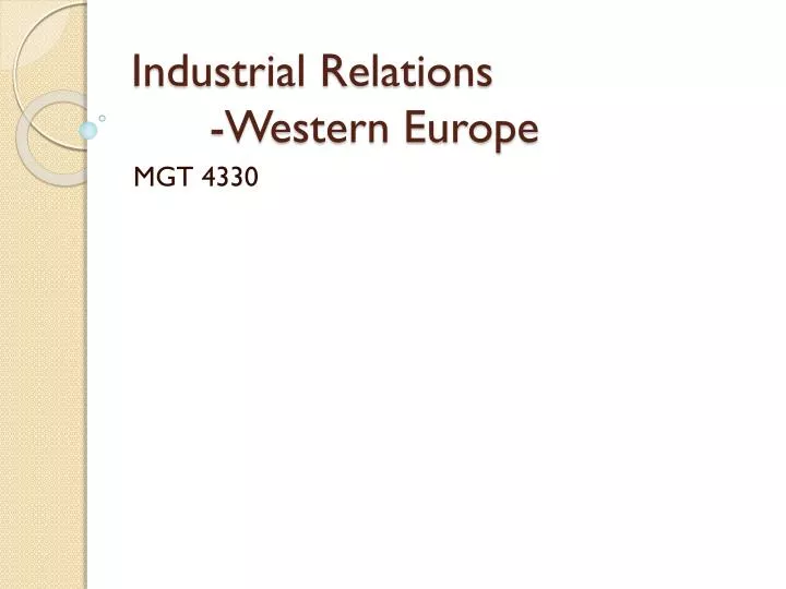industrial relations western europe