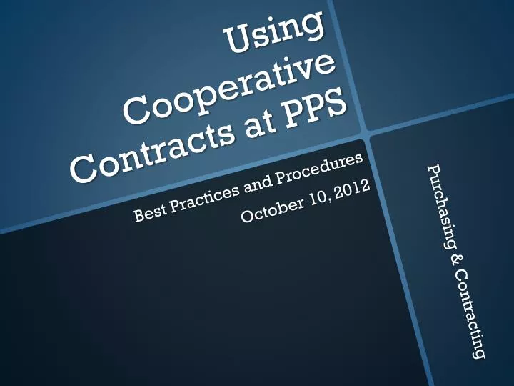 using cooperative contracts at pps