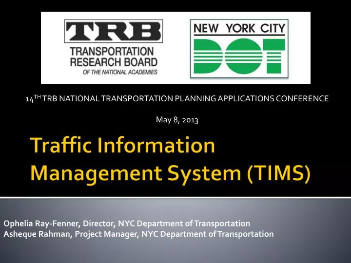 14 th trb national transportation planning applications conference may 8 2013