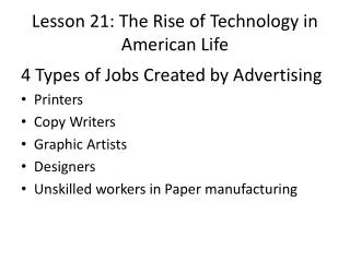 Lesson 21: The Rise of Technology in American Life