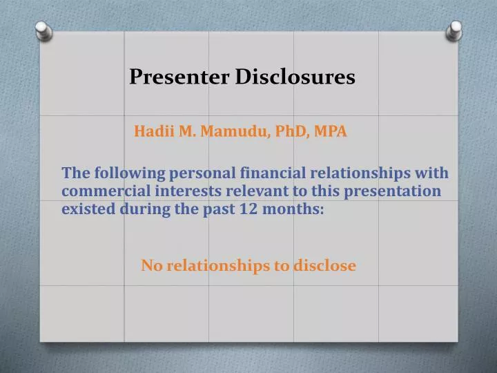 presenter disclosures