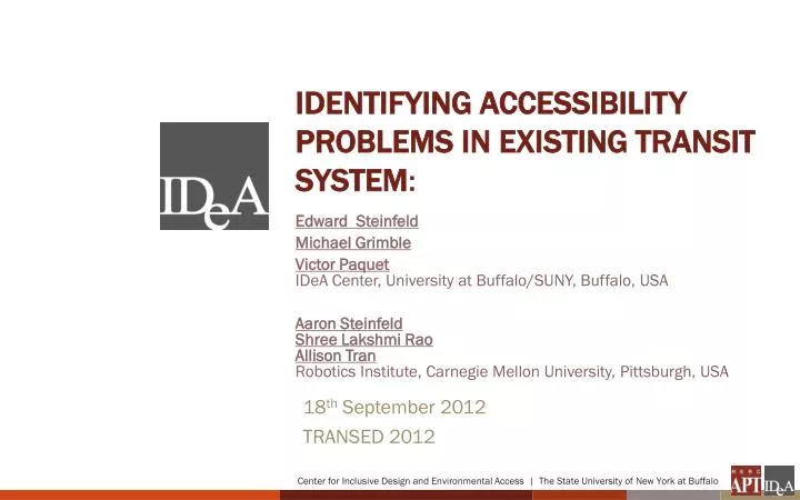 identifying accessibility problems in existing transit system
