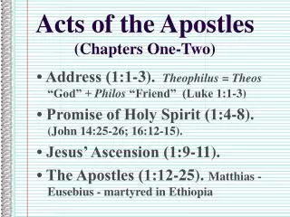 Acts of the Apostles (Chapters One-Two)