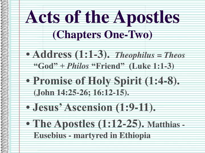 acts of the apostles chapters one two