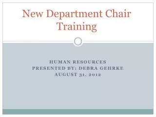 New Department Chair Training