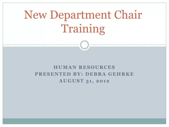 new department chair training