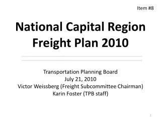 National Capital Region Freight Plan 2010