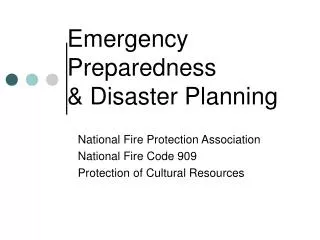Emergency Preparedness &amp; Disaster Planning