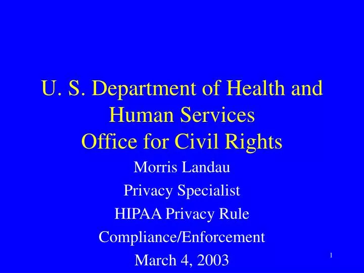 u s department of health and human services office for civil rights