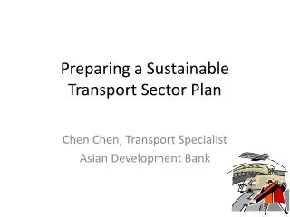 Preparing a Sustainable Transport Sector Plan