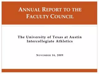 Annual Report to the Faculty Council