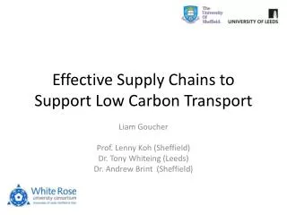 Effective Supply Chains to Support Low Carbon Transport