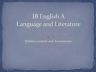 IB English A Language and Literature