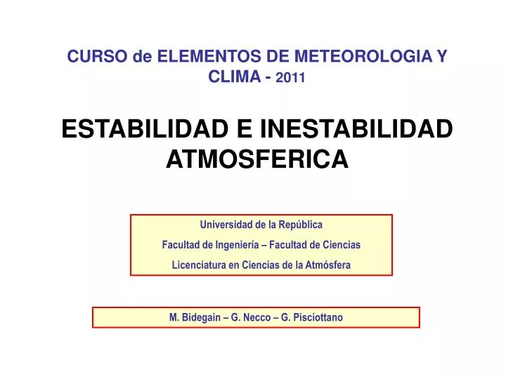 curso de elementos de meteorologia y clima 2011 estabilidad e inestabilidad atmosferica