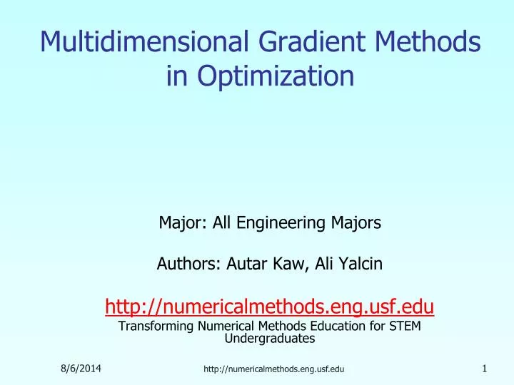 multidimensional gradient methods in optimization