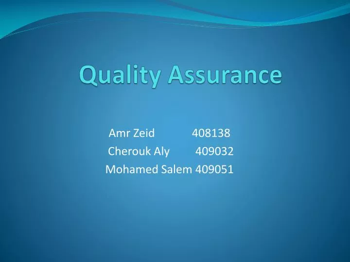 quality assurance