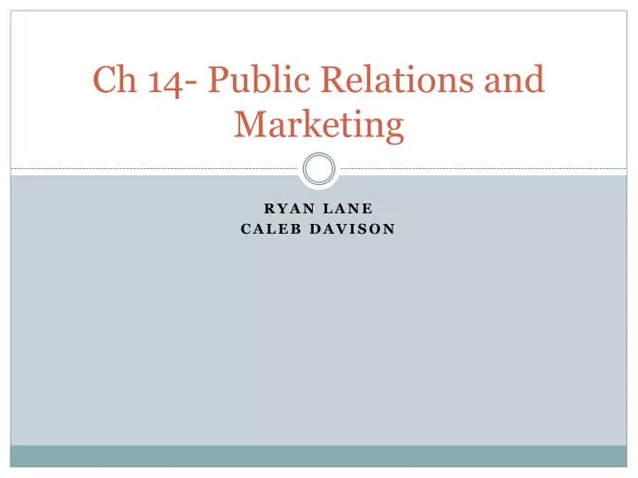 ch 14 public relations and marketing