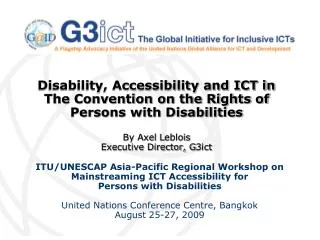 ITU/UNESCAP Asia-Pacific Regional Workshop on Mainstreaming ICT Accessibility for