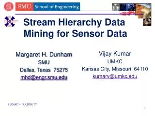Stream Hierarchy Data Mining for Sensor Data