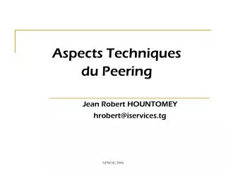 aspects techniques du peering