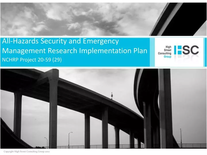 all hazards security and emergency management research implementation plan