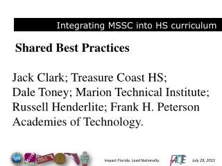 Shared Best Practices Jack Clark; Treasure Coast HS;