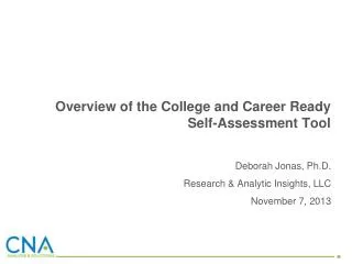 Overview of the College and Career Ready Self-Assessment Tool