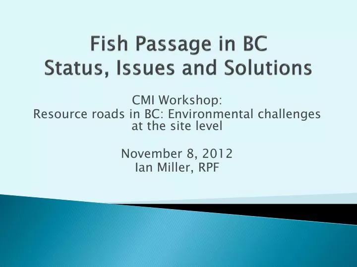 fish passage in bc status issues and solutions