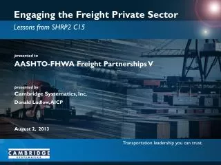 Engaging the Freight Private Sector