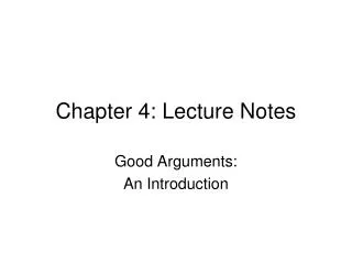 Chapter 4: Lecture Notes