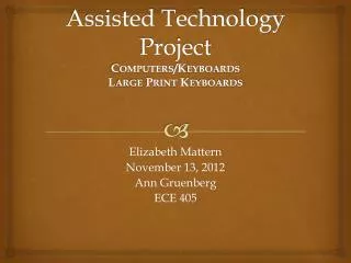 Assisted Technology Project Computers/Keyboards Large Print Keyboards