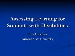 Assessing Learning for Students with Disabilities