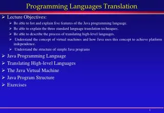 Programming Languages Translation