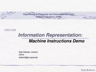 Information Representation: Machine Instructions Demo