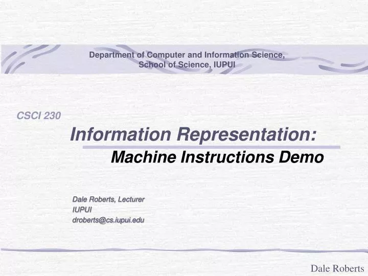 information representation machine instructions demo
