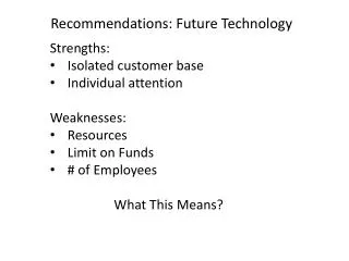 Recommendations: Future Technology