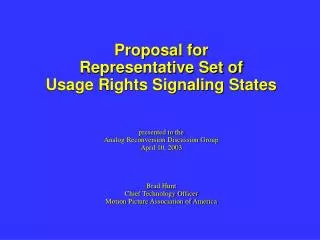 Proposal for Representative Set of Usage Rights Signaling States